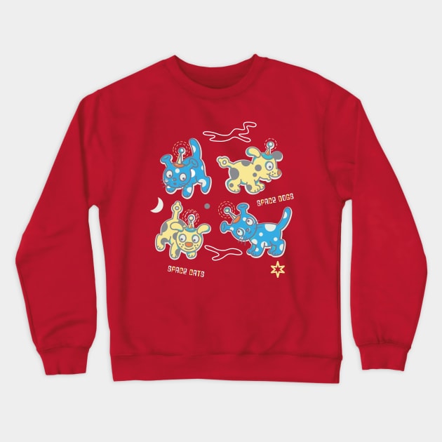 Space Cats and Dogs Crewneck Sweatshirt by RussellTateDotCom